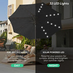 JEAREY 9' Patio Umbrella with Solar Lights, LED Umbrella, Jet Black | Outdoor - Image 5