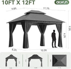 Aoxun 10x12FT Metal Frame Outdoor Gazebo, Dark Gray | UPF50+ Protection 50×50mm - Image 2