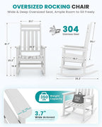 SERWALL Outdoor Rocking Chair Set of 2, Oversized Rocker - Image 2