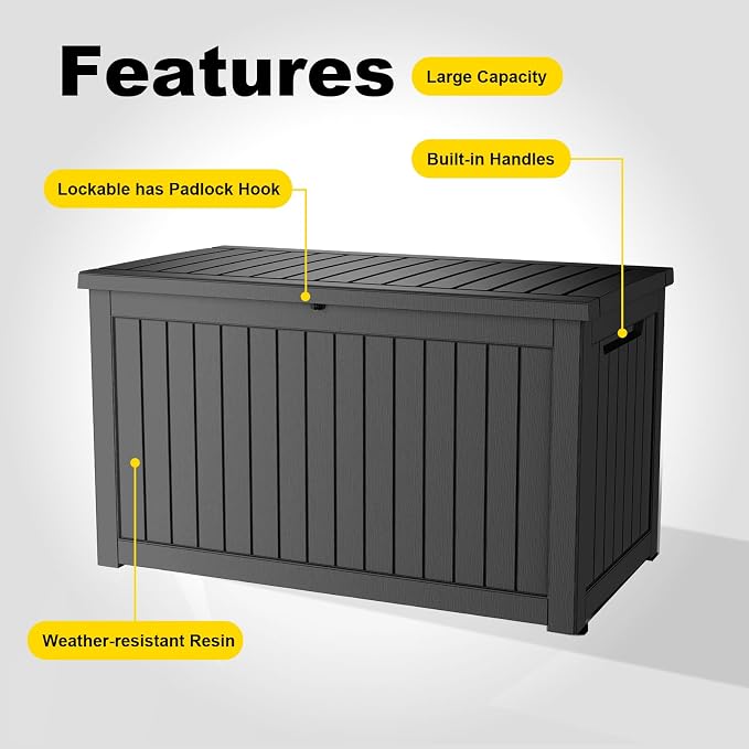 DRATO 280 Gallon Deck Boxes Outdoor Waterproof, Lockable Outdoor Storage Box - Image 5