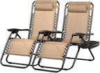 Nazhura Set of 2 Relaxing Recliners Patio Chairs Adjustable Steel Mesh Zero by NazhuraGoodCompanionAtHome