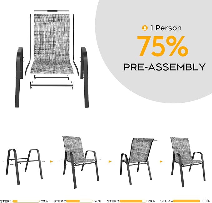 Stackable Patio Chairs Set of 8, Outdoor Chairs Set - Image 4