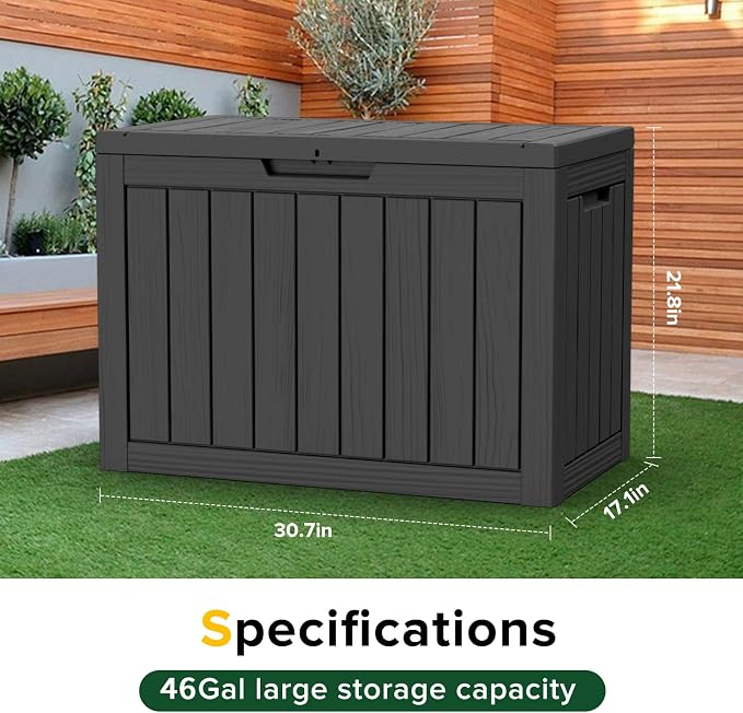46 Gallon Outdoor Deck Box, Lockable Waterproof Outdoor Storage Boxes - Image 5