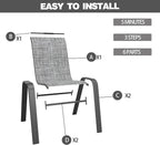 Navy Patio Chairs Set of 4, Stackable Outdoor Dining Chairs - Image 2