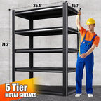 71.2''H Storage Shelves, Garage Shelving, Adjustable Heavy Duty Shelving Unit - Image 2