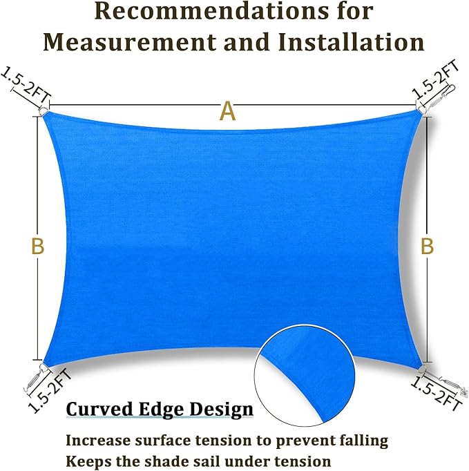 Shade&Beyond 15'x15' Sun Shade Sail Canopy Square, UV Block Breathable Curved - Image 5
