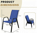 Stackable Patio Chairs Set of 1/2/4, Heavy Duty Metal Frame & Teslin Fabric - Image 3