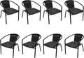 8 Pack Black Stackable Outdoor Rattan Chairs, All-Weather Patio Seating by Seekverse