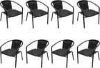 8 Pack Black Stackable Outdoor Rattan Chairs, All-Weather Patio Seating by Seekverse