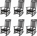 Outdoor Rocking Chair Set of 6, All-Weather Resistant Poly Lumber Rocker Chair by Adiromoti
