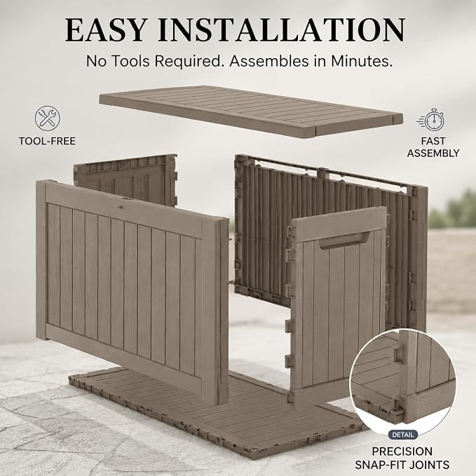 270 Gallon Outdoor Storage Box Resin Deck Box All Weather Waterproof Large - Image 5