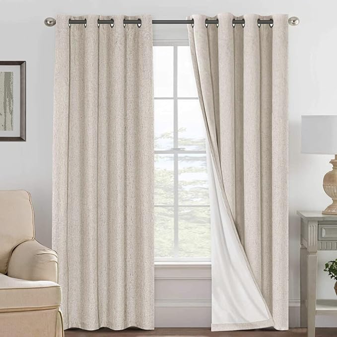 H.VERSAILTEX Blackout Curtains, Linen Curtains 108 inches Long 100% Black Out by HVERSAILTEX