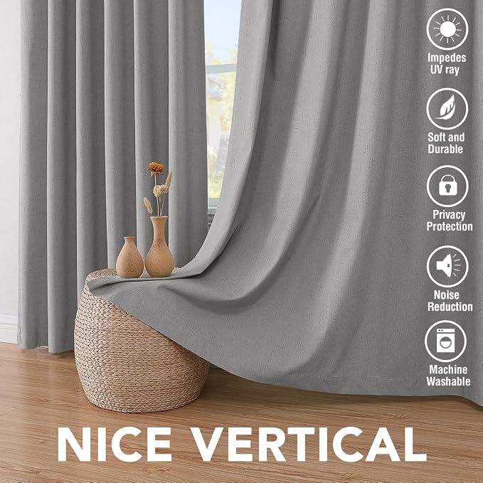 H.VERSAILTEX Linen Blackout Curtains 108 Inches Long 100% Blackout Thermal - Image 7