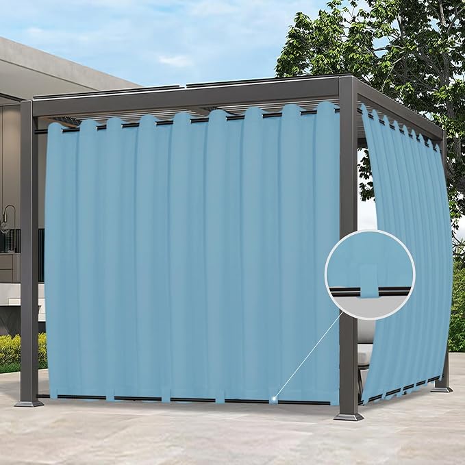 Easy-Going Outdoor Curtains for Patio 1 Panel, 150x96 inch, Sky Blue | by Easy-Going
