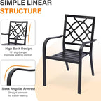 Patio Dining Chairs Set of 6, Stackable Metal High Back Chairs Set - Image 4