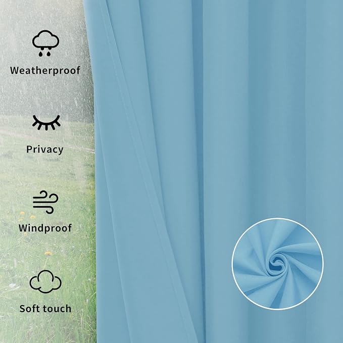 Easy-Going Outdoor Curtains for Patio 1 Panel, 54x108 inch, Sky Blue | - Image 6