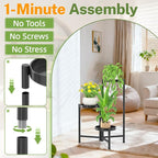 iDavosic.ly Plant Stand Indoor Outdoor, 3 Tier Metal Corner Shelf, Folding - Image 2