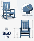 Oversized Outdoor Rocking Chair Set of 2, HDPE Patio Rockers - Image 3