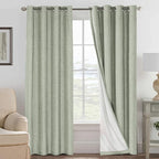 H.VERSAILTEX Bedroom Curtains Blackout, Sage Green Linen Blackout Curtains 84 by HVERSAILTEX