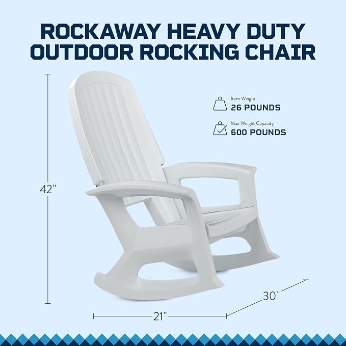 Rockaway Heavy Duty All Weather Rocking Chair, 2 Pack | Polyethylene Outdoor - Image 3