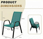 Stackable Patio Chairs Set of 1/2/4, Heavy Duty Metal Frame & Teslin Fabric - Image 3