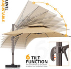 10' X 13' Outdoor Patio Umbrella Large Rectangle Cantilever Umbrella Heavy Duty - Image 7