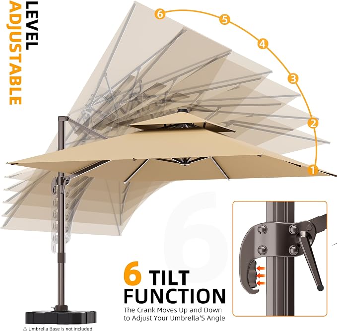 10' X 13' Outdoor Patio Umbrella Large Rectangle Cantilever Umbrella - Image 5