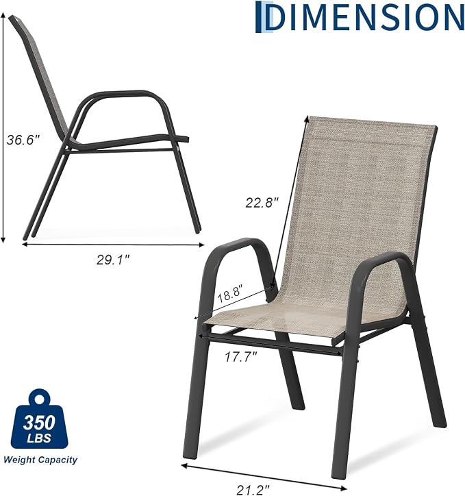 Garvee Patio Chairs Set of 4, Stackable Chairs - Image 3