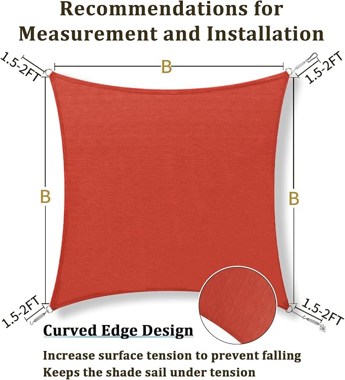 Shade&Beyond Custom Sun Shade Sail 10'x13'RectangleSun Sail Shades Patio UV - Image 6