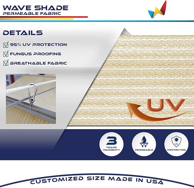 Windscreen4less 7' x 26' Retractable Sun Shade Canopy Cover Sliding Wave Shade - Image 3