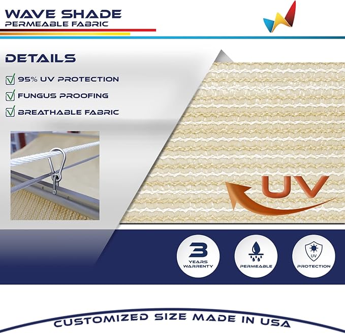 Windscreen4less 3' x 20' Retractable Sun Shade Canopy Cover Sliding Wave Shade - Image 3