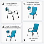 Patio Chairs Set of 4, Breathable Textilene, Weatherproof Frame, Quick Setup - Image 6