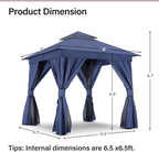 8'x8' Outdoor Gazebo with 50FT String Lights, Metal Heavy Duty Patio Canopy - Image 2