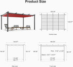 PURPLE LEAF Outdoor Pergola 12' X 16' Retractable Canopy Aluminum, Terra | - Image 6
