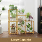 Bamworld Bamboo Plant Stand Indoor Boho Plant Shelf Tiered Plant Rack | - Image 2