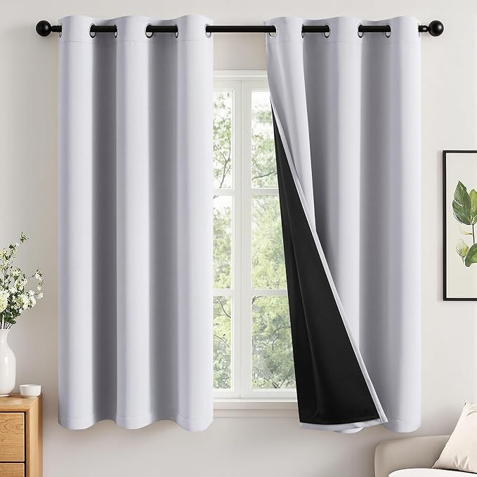 MIULEE Greyish White 100% Blackout Curtains by MIULEE