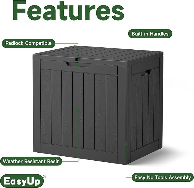 33 Gal Waterproof Outdoor Storage Box UV Resistant Deck Box | Resin storage bin - Image 3
