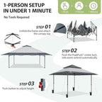 EAGLE PEAK 13x13 Pop Up Canopy Tent, Auto Extended Eaves, Light Gray | Easy - Image 7