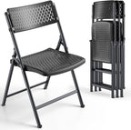Black Folding Chairs 4-Pack, Breathable Plastic by HomePage