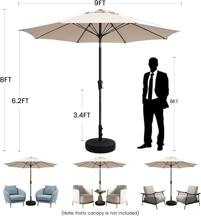 Ayge Patio Umbrella 9FT Outdoor Umbrella Patio - Image 8