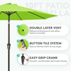 JEAREY 10 ft Outdoor Patio Umbrella w/Tilt and Crank, Apple Green | 8 Sturdy - Image 2