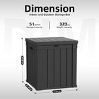 DRATO 51 Gallon Outdoor Storage Box Waterproof, Lockable Resin Deck Box - Image 2