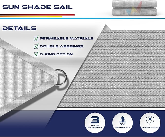 Windscreen4less 21' x 21' x 21' Sun Shade Sail Triangle Outdoor Canopy Cover UV - Image 3