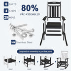 Oversized Rocking Chair Set of 4, HDPE Outdoor All-Weather, Extra Large & Extra - Image 8