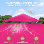 EAGLE PEAK 13x13 Pop Up Canopy Tent, Auto Extended Eaves, Deep Pink | Easy Setup - Image 2