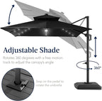 Best Choice Products 9x12ft LED Cantilever Patio Umbrella w/Base Included & - Image 5