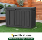 44 Gallon Outdoor Deck Box, Lockable Waterproof Outdoor Storage Boxes - Image 3
