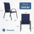 Amopatio Patio Chairs Set of 6, Outdoor Stackable Dining Chairs - Image 3