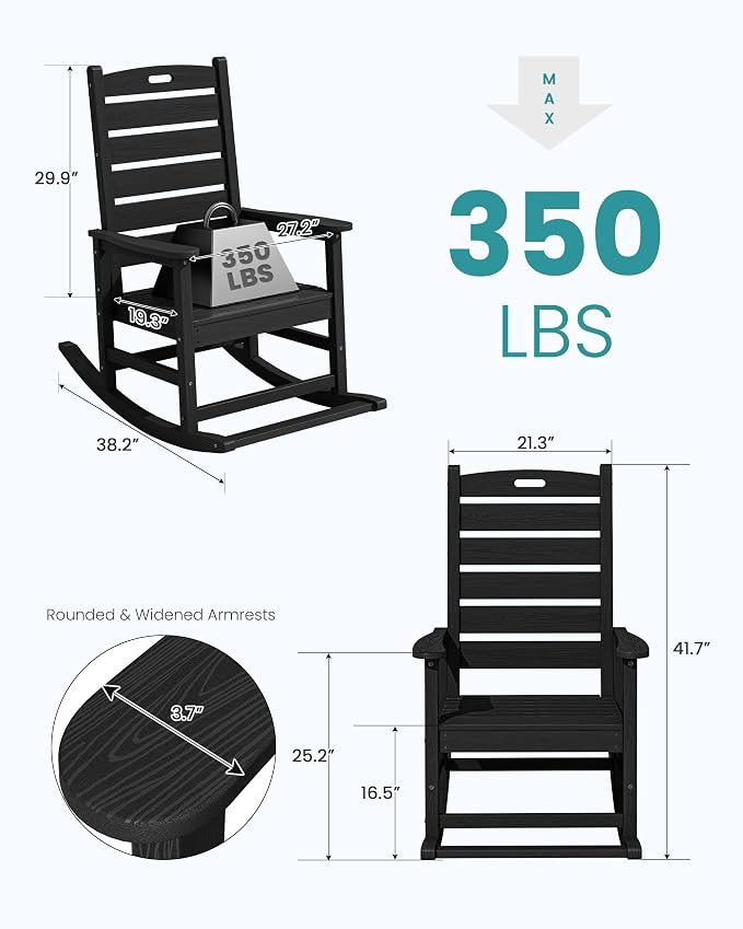 SERWALL HDPE Outdoor Rocking Chair - Image 3