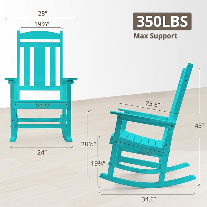 LUE BONA Rocking Chair Outdoor, Weather Resistant HDPS Plastic Rocker Chairs - Image 2